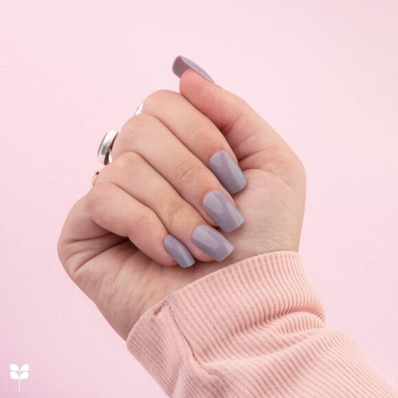 NEW πππ πΌπ¨π₯ππ£ Press-On Nails Medium Square Steel Gray Sharon - Picture 5 of 9